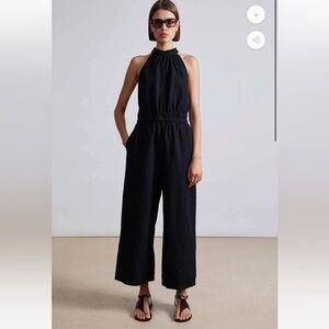 NWT Apiece Apart New Archer Jumpsuit in Black Linen & Organic Cotton Blend